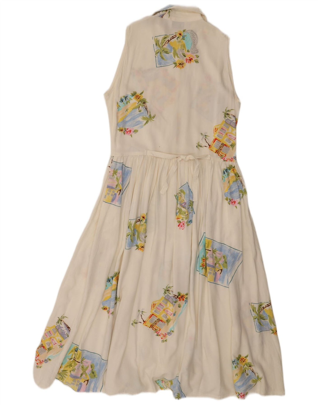 Vestido maxi camisa sem mangas feminino Together UK 12 patchwork branco médio