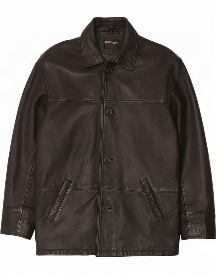 Jaqueta de couro masculina vintage UK 40 grande preta