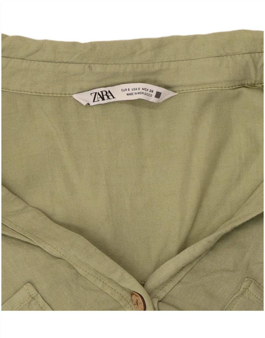 Camisa feminina Zara manga curta grande tamanho UK 10 pequena verde