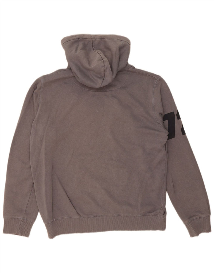 FRENCH CONNECTION Suéter com capuz gráfico masculino grande algodão cinza