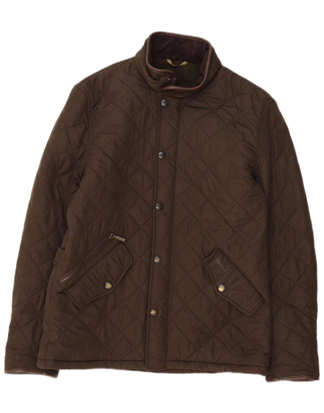 Jaqueta acolchoada masculina Barbour UK 40 grande poliéster marrom