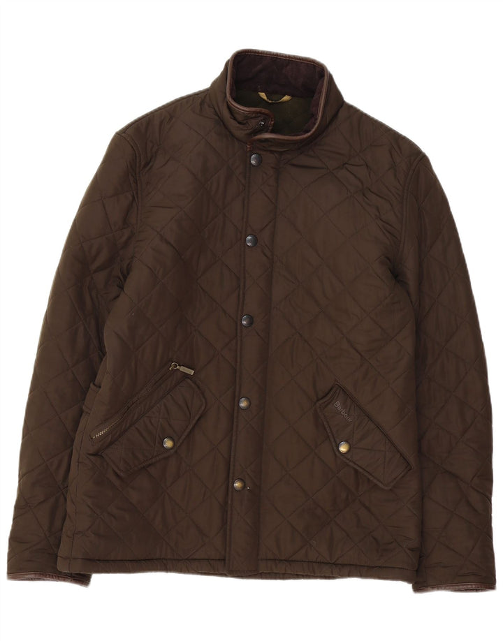 Jaqueta acolchoada masculina Barbour UK 40 grande poliéster marrom