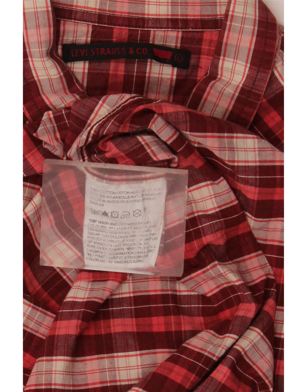 Camisa masculina Western Levi's grande xadrez vermelho de algodão