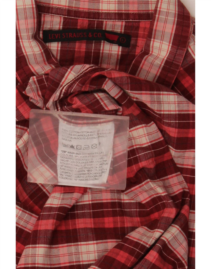 Camisa masculina Western Levi's grande xadrez vermelho de algodão