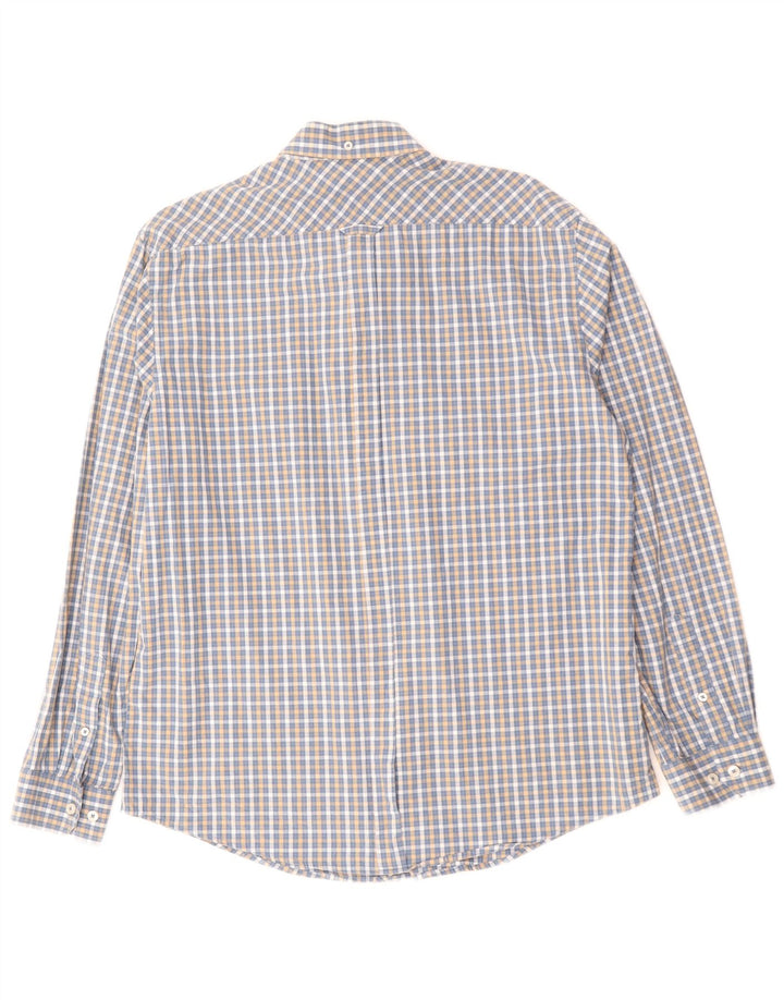 Camisa masculina BEN SHERMAN grande algodão xadrez azul