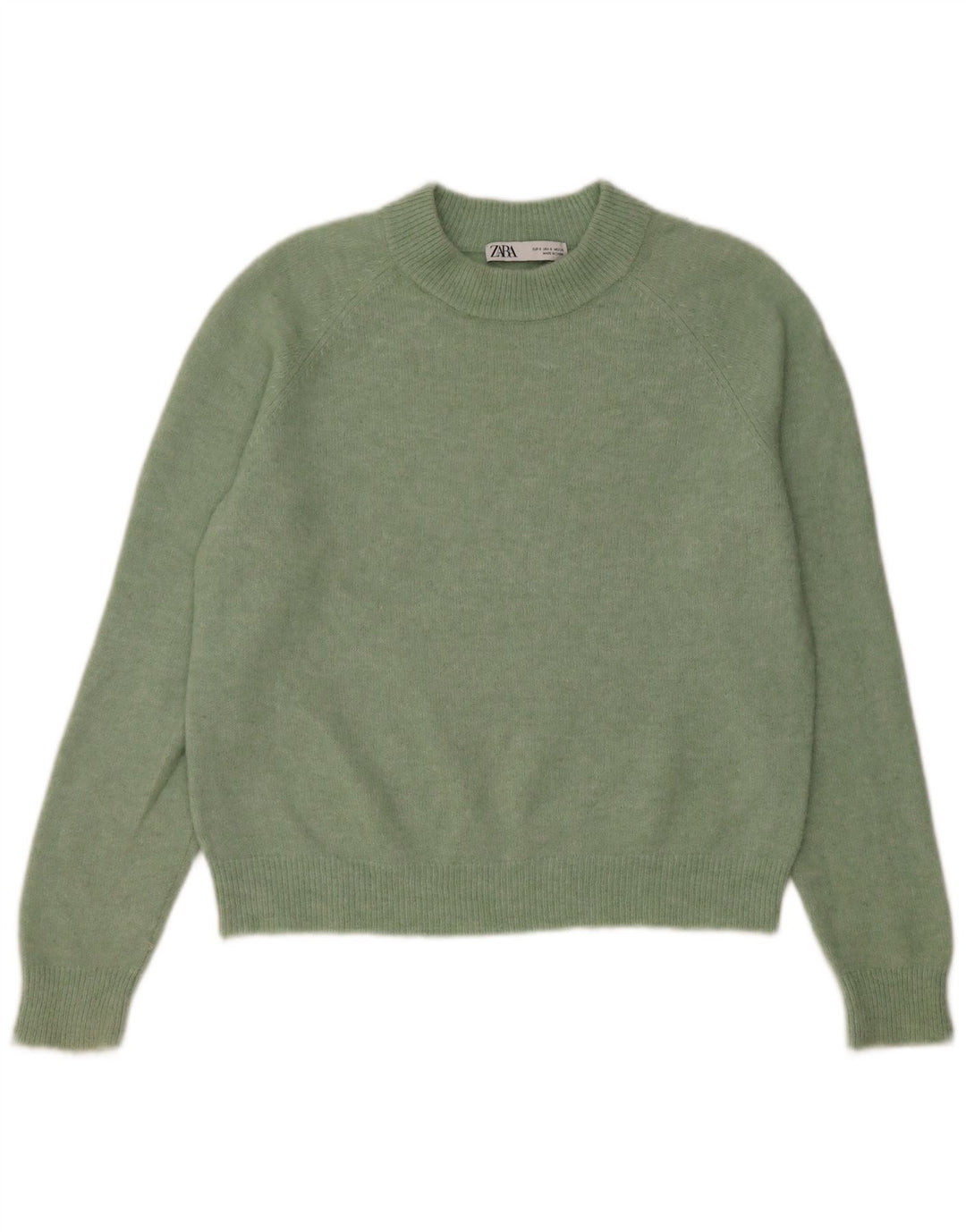 Zara Suéter feminino oversized com gola redonda Reino Unido 10 pequeno verde