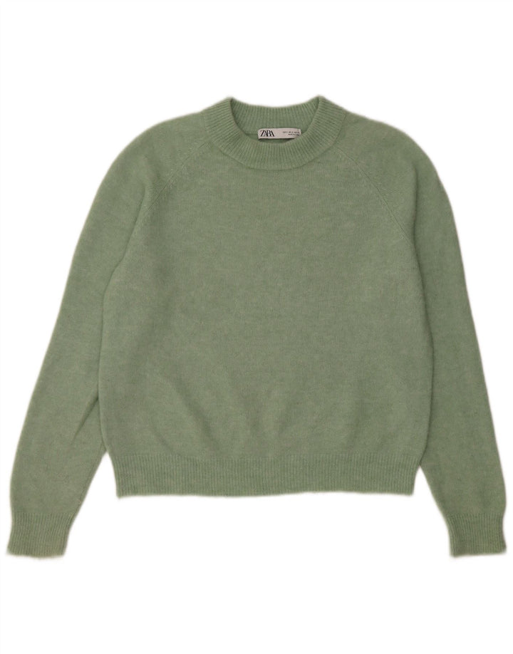 Zara Suéter feminino oversized com gola redonda Reino Unido 10 pequeno verde