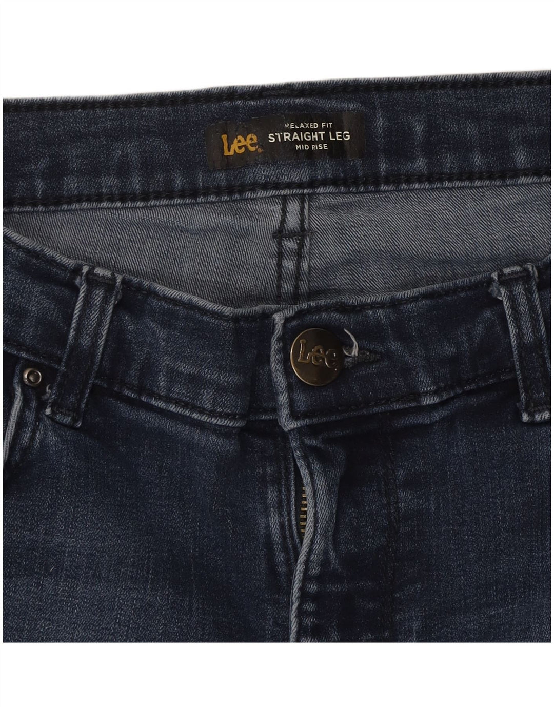 LEE Shorts jeans feminino de cintura média e ajuste relaxado W28 médio azul marinho