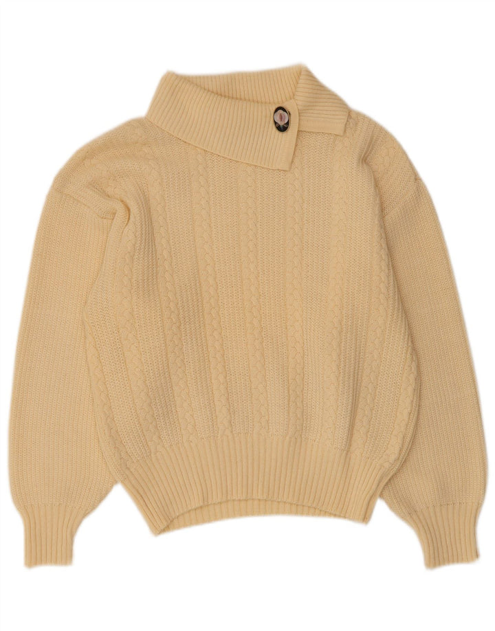 Suéter feminino vintage com gola xale IT 42 acrílico amarelo médio