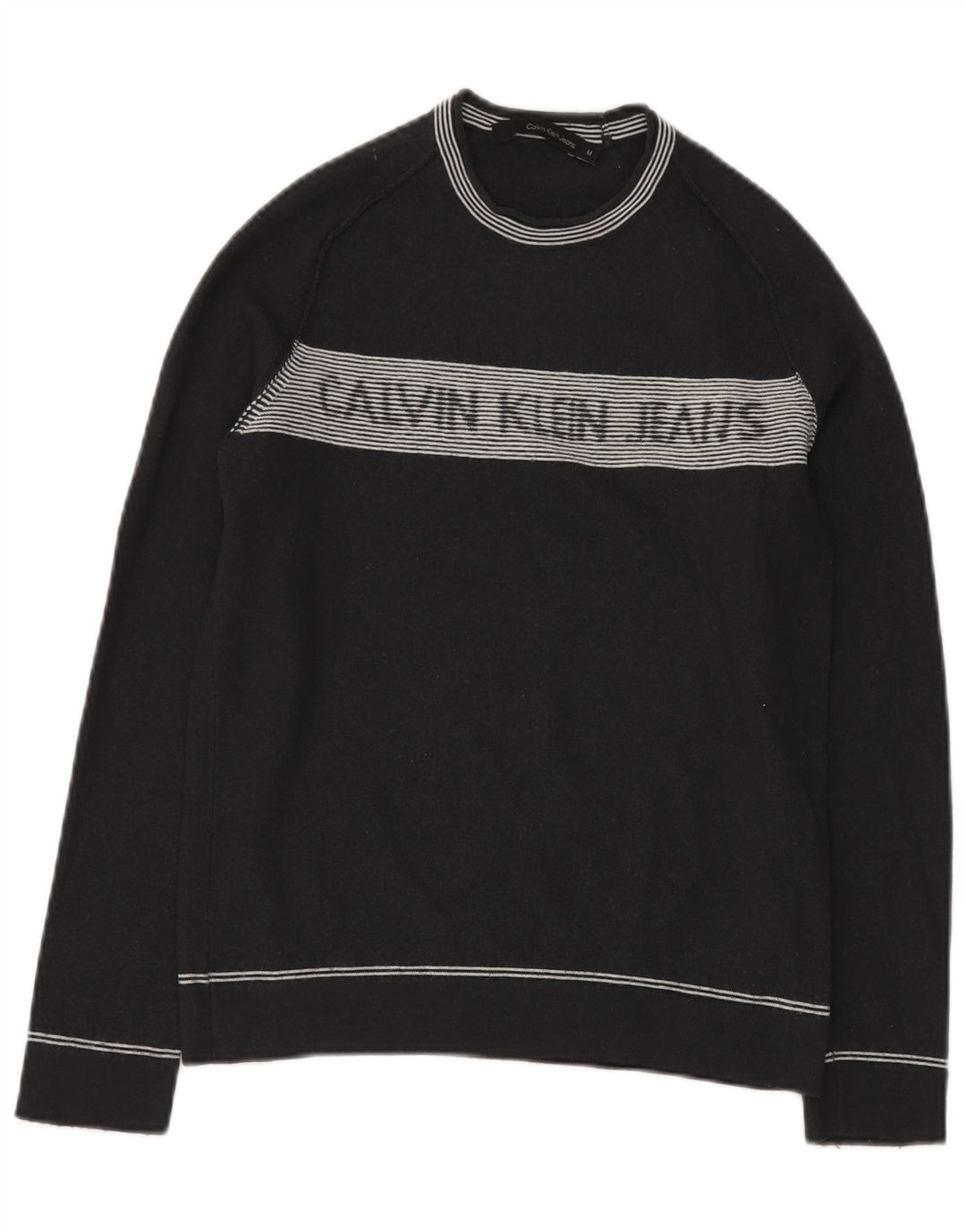 Suéter feminino CALVIN KLEIN JEANS com gola redonda, tamanho 10, cinza pequeno