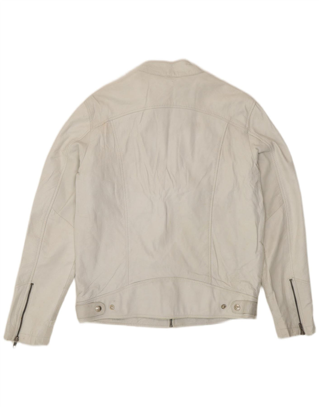 Jaqueta de couro vintage feminina para motociclista UK 18 XL couro branco