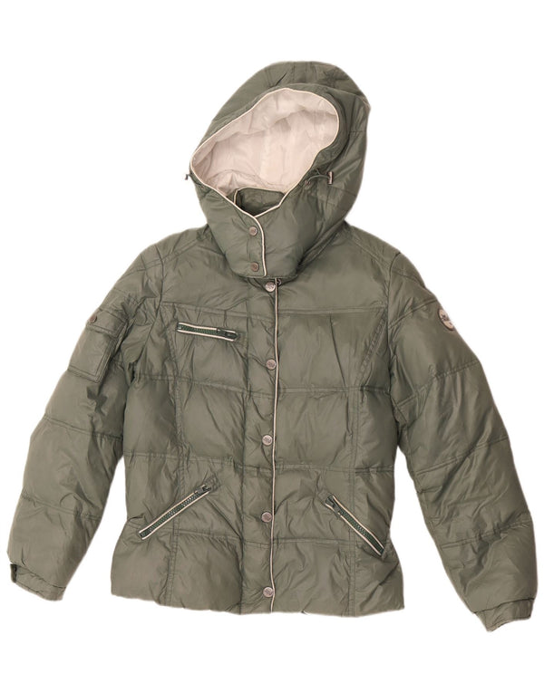 Best Company Jaqueta feminina acolchoada com capuz UK 18 XL Poliéster verde