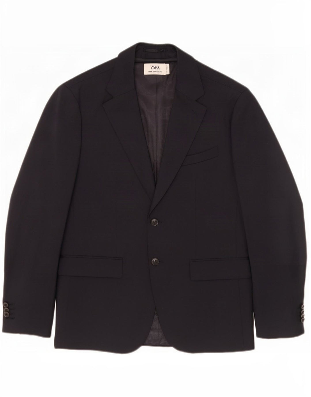 Jaqueta blazer masculina Zara Sartorial com 2 botões EU 50 poliéster azul marinho médio
