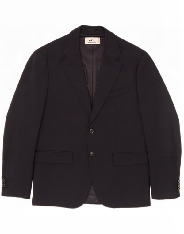 Jaqueta blazer masculina Zara Sartorial com 2 botões EU 50 poliéster azul marinho médio