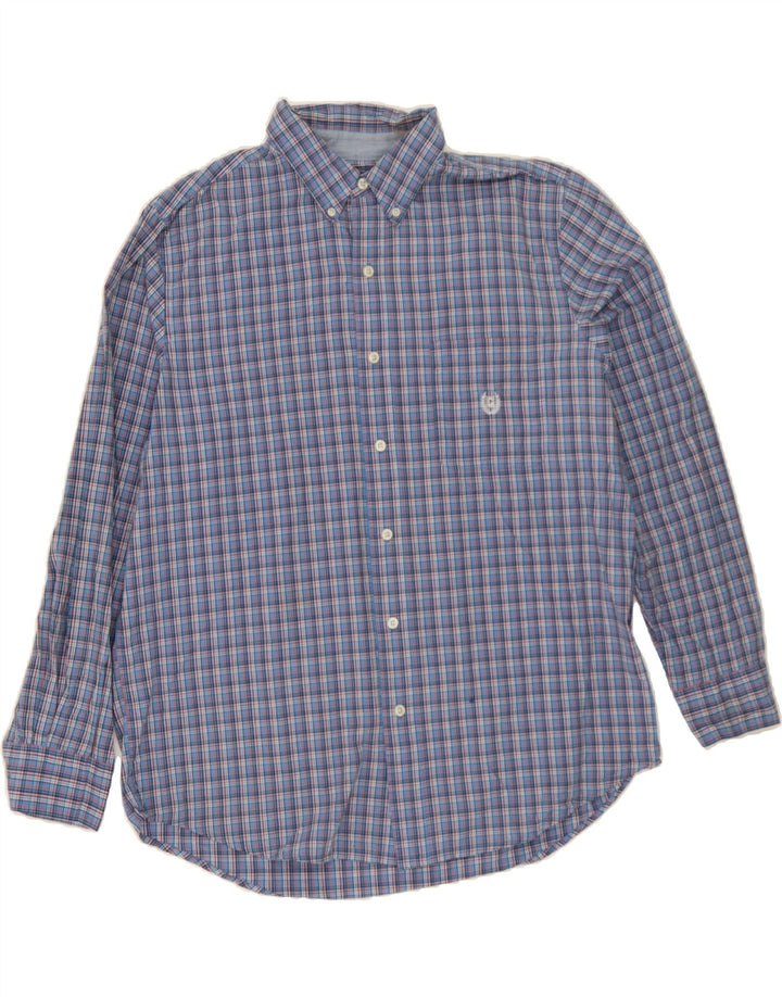 CHAPS Mens Shirt Large Blue Check Cotton Vintage Chaps and Second-Hand Chaps from Messina Hembry 