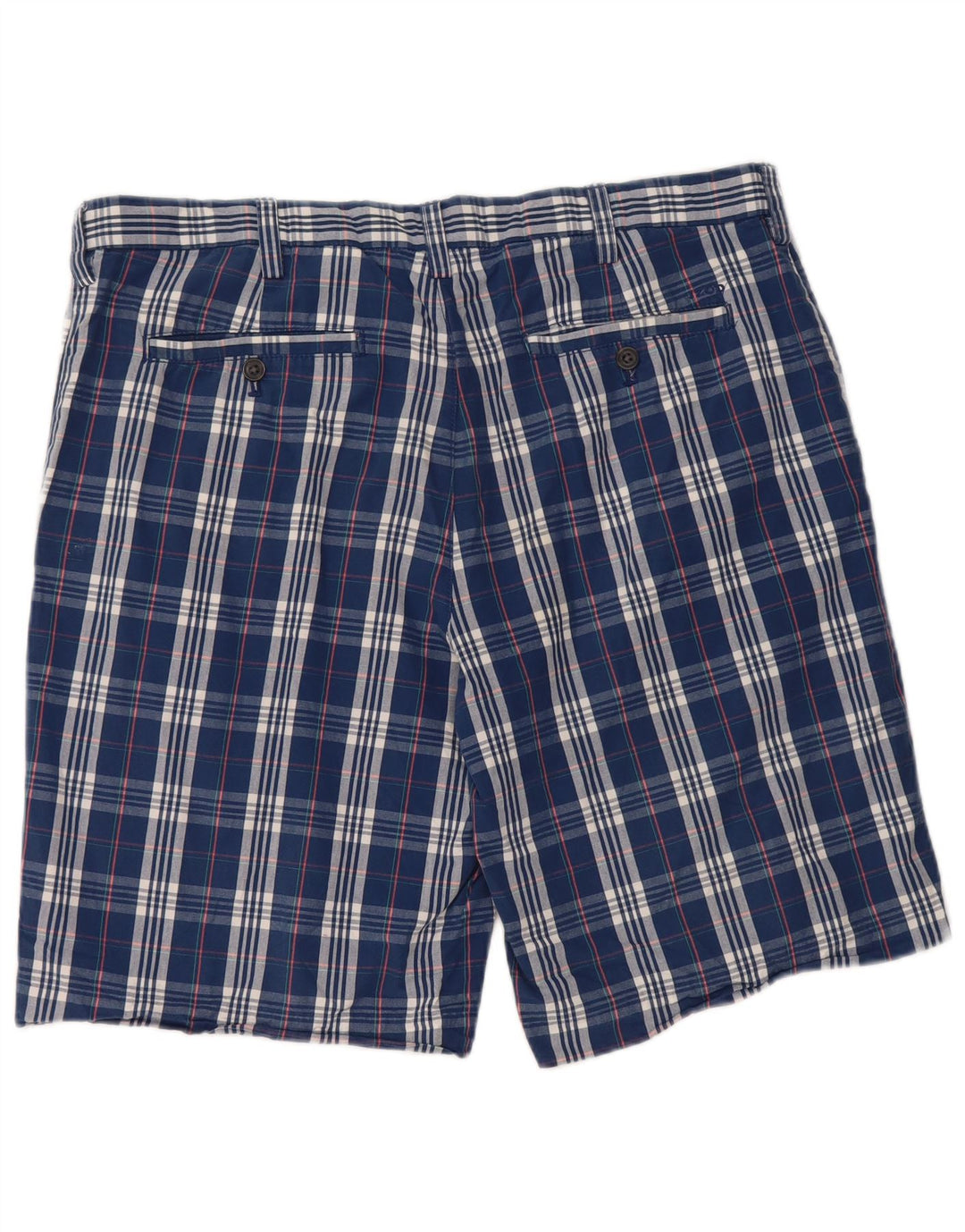 IZOD Mens Chino Shorts W36 Grande Algodão Xadrez Azul Marinho