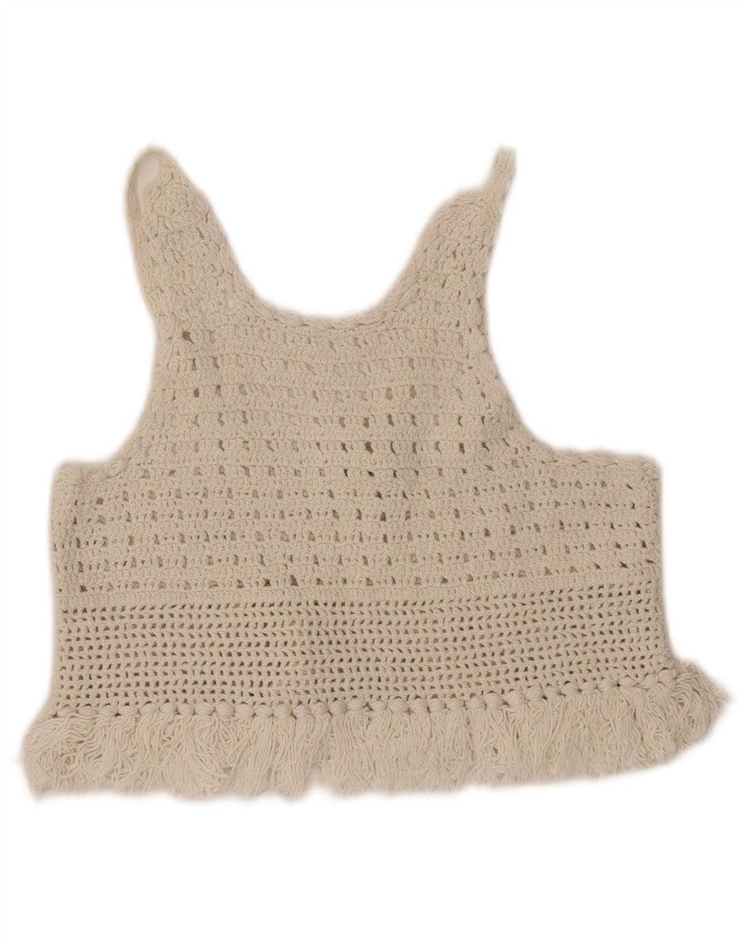 Zara Womens Crochet Cami Top UK 8 Pequeno Algodão Off White