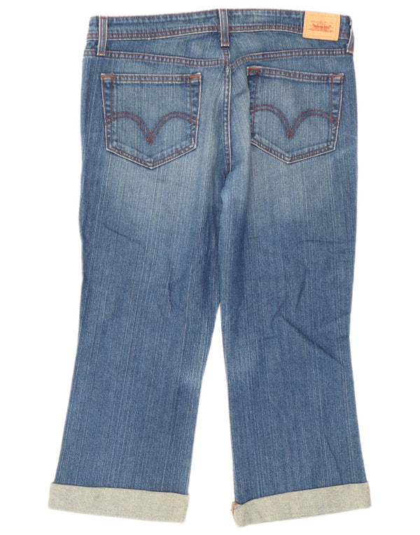 Calça jeans feminina Levi's 518 Super Low Capri Bootcut W34 L21 azul algodão