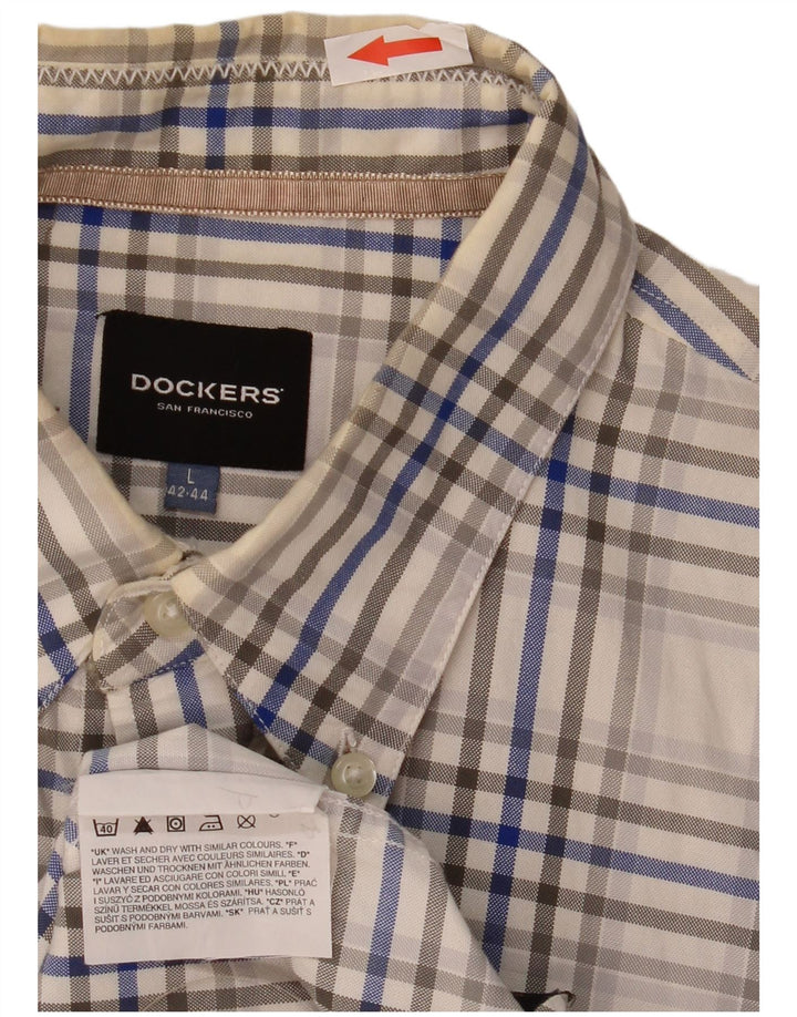 Camisa masculina Dockers tamanho 42/44 grande algodão xadrez multicolorido