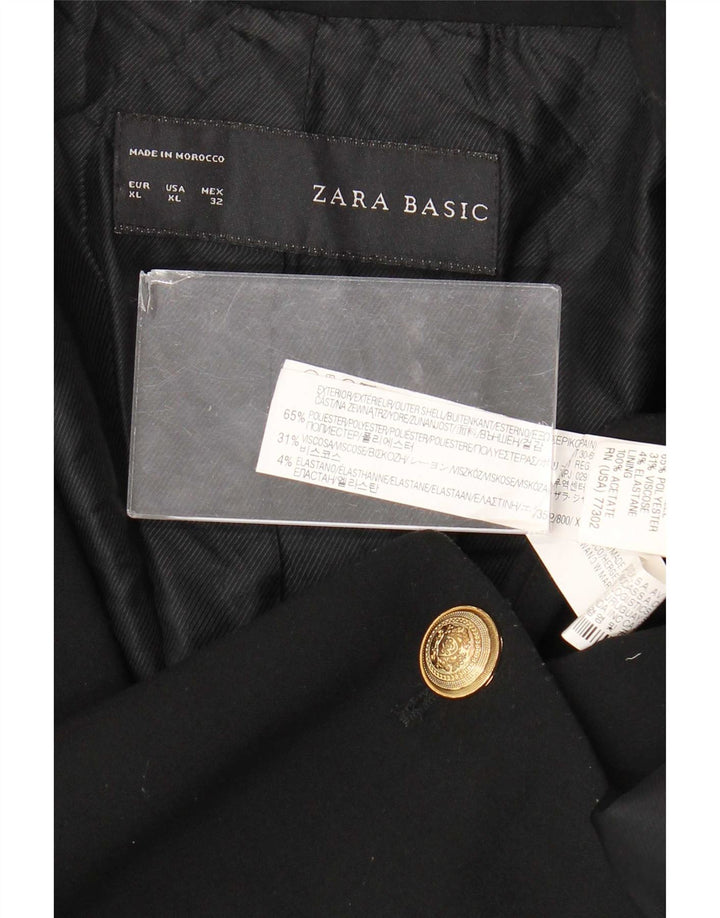 Jaqueta blazer feminina Zara com 1 botão Reino Unido 18 XL preto poliéster