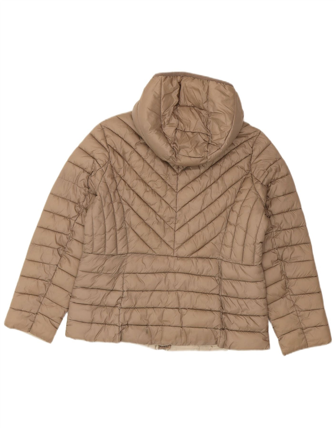 Jaqueta feminina acolchoada com capuz Michael Kors UK 16 grande marrom nylon