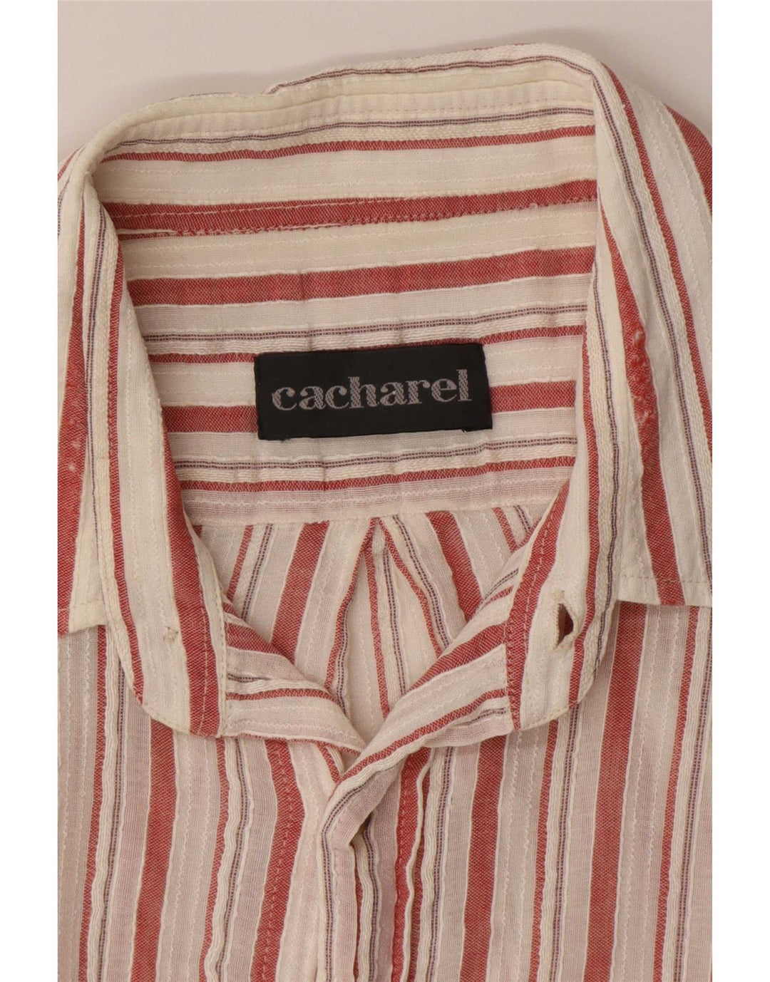 Cacharel Camisa masculina de manga curta grande listrada branca
