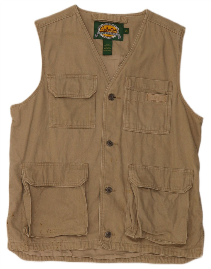 CABELA'S Mens Utility Gilet UK 38 Algodão Bege Médio