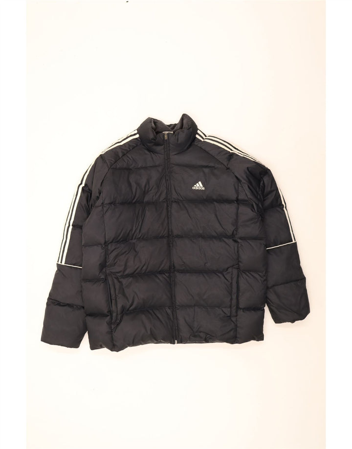 Jaqueta acolchoada masculina Adidas UK 42 XL preta colorblock poliéster