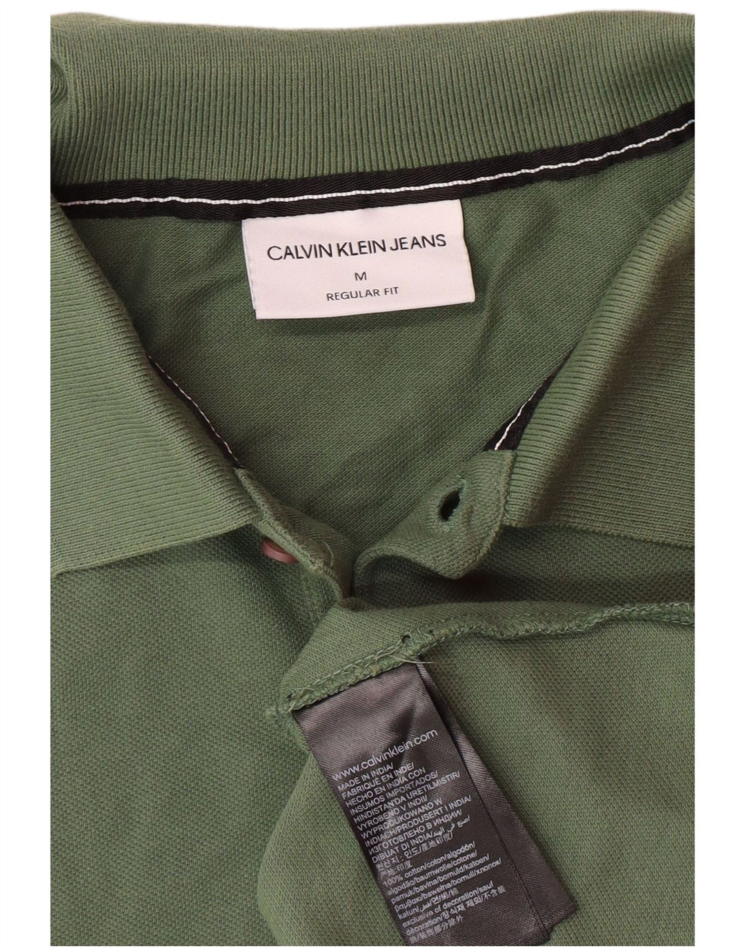 Camisa polo masculina CALVIN KLEIN JEANS com ajuste regular e algodão cáqui médio