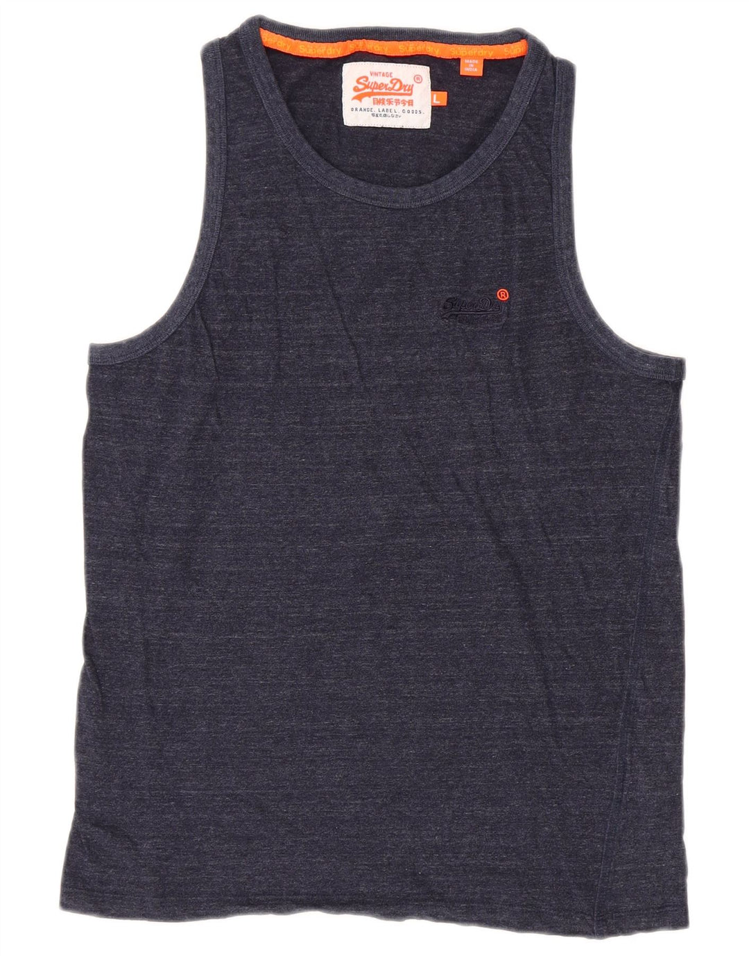 Top colete feminino SUPERDRY UK 14 grande algodão azul marinho