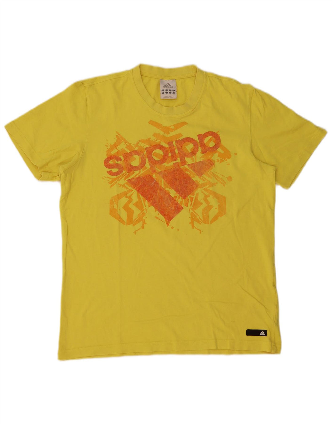 Adidas Mens Graphic T-Shirt Top Médio Algodão Amarelo