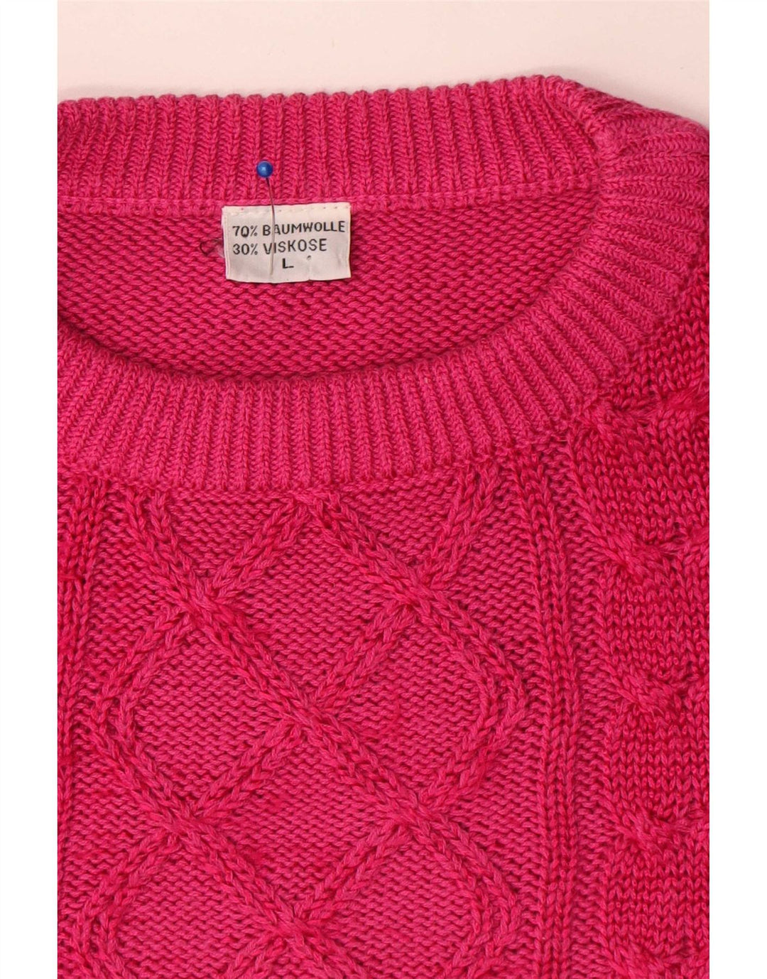 Suéter vintage masculino com gola redonda, grande algodão rosa