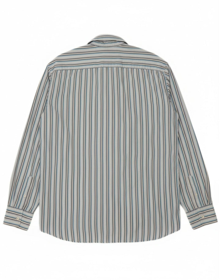 Camisa masculina TOM TAILOR grande algodão listrado azul