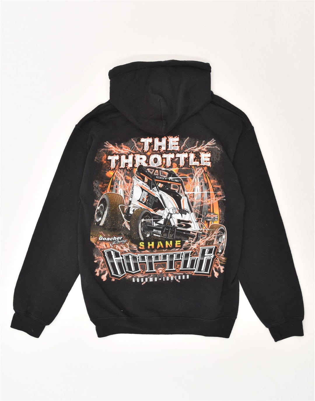 VINTAGE Mens Graphic Hoodie Jumper Small Black Cotton Vintage Vintage and Second-Hand Vintage from Messina Hembry 