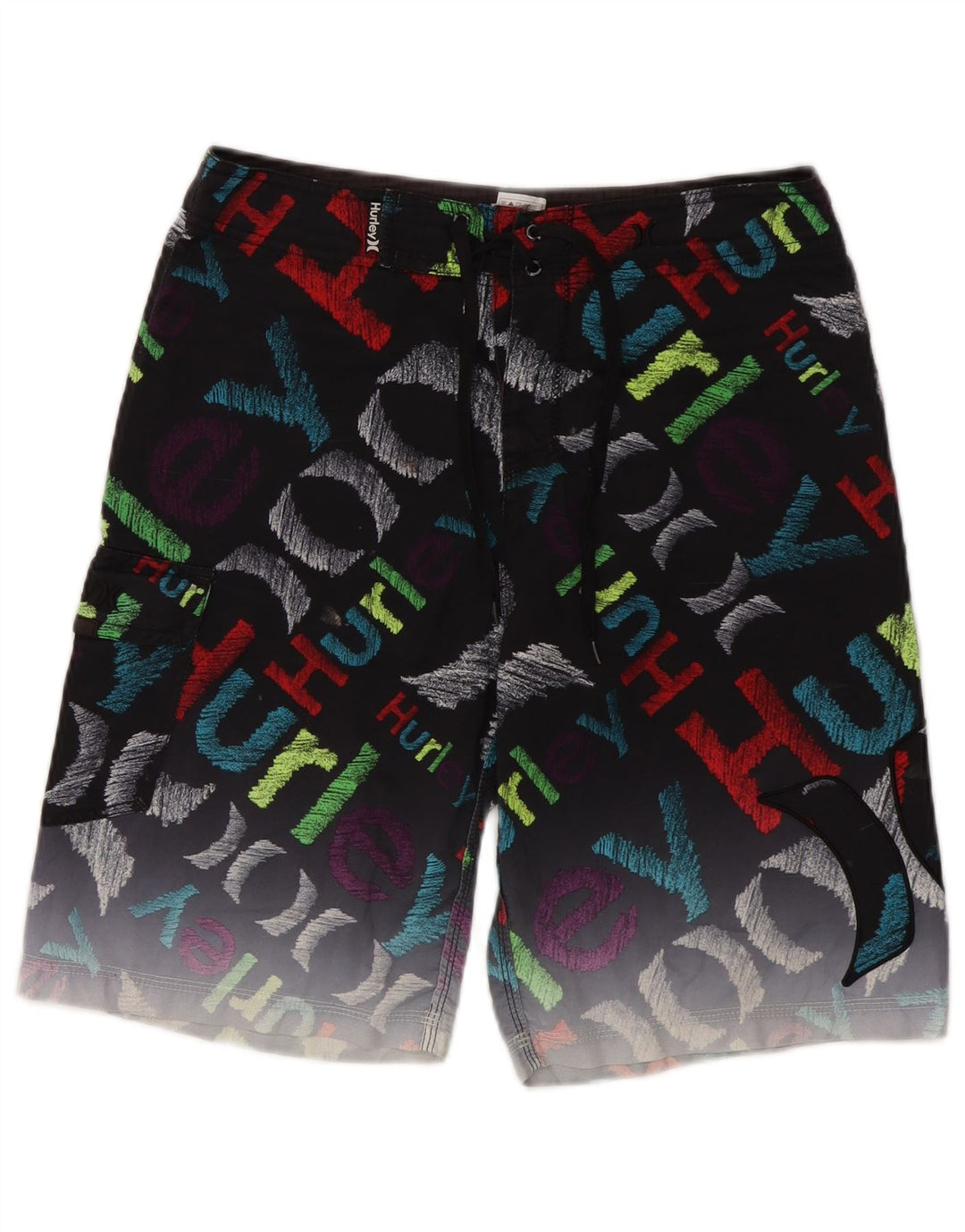 Shorts de natação Hurley masculino gráfico médio preto poliéster