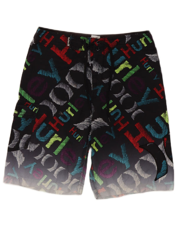 Shorts de natação Hurley masculino gráfico médio preto poliéster