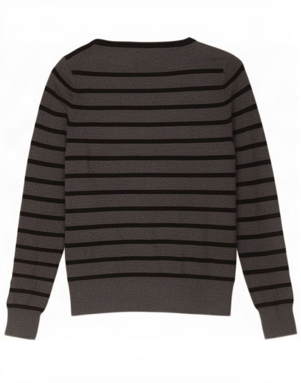 Suéter cardigã feminino Marks & Spencer UK 8 viscose listrada cinza pequena