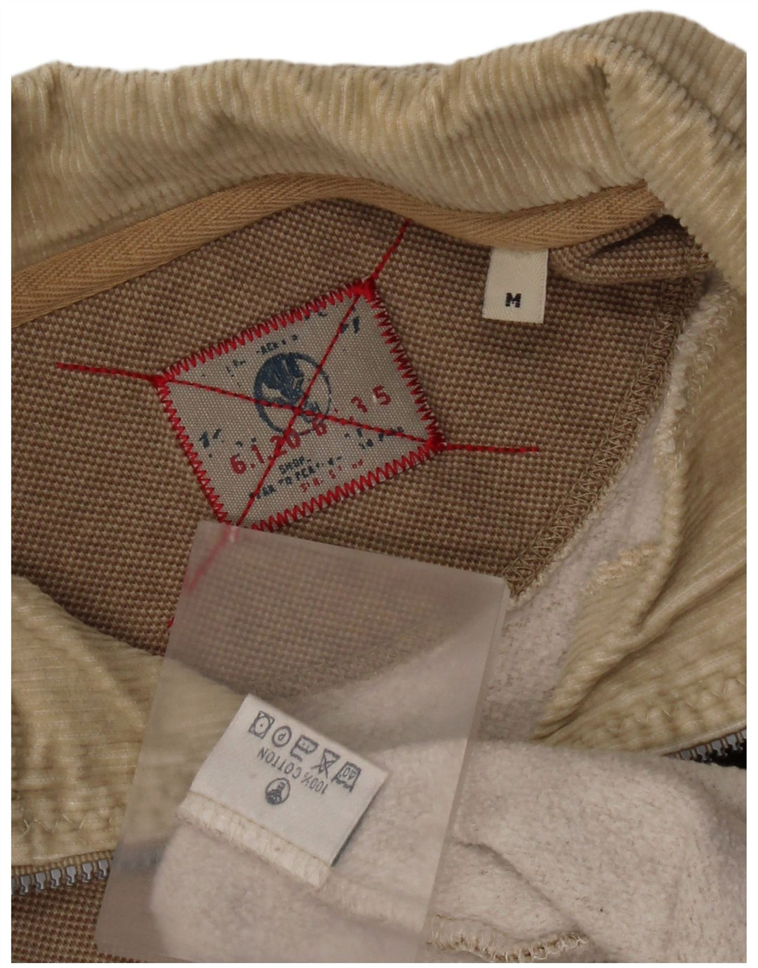 Fat Face Masculino Zip Neck Moletom Jumper Médio Algodão Bege