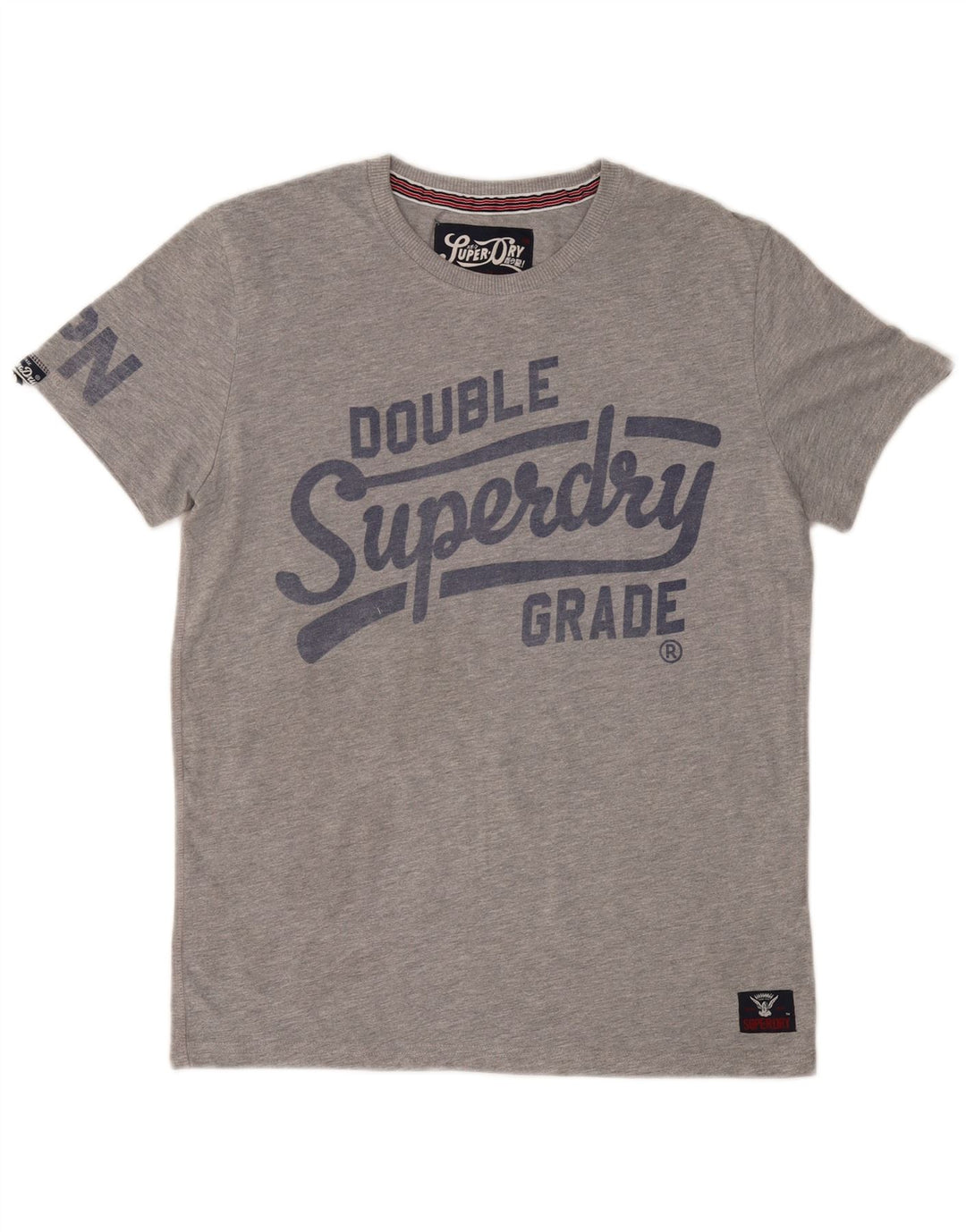Camiseta masculina SUPERDRY com estampa gráfica cinza médio poliéster