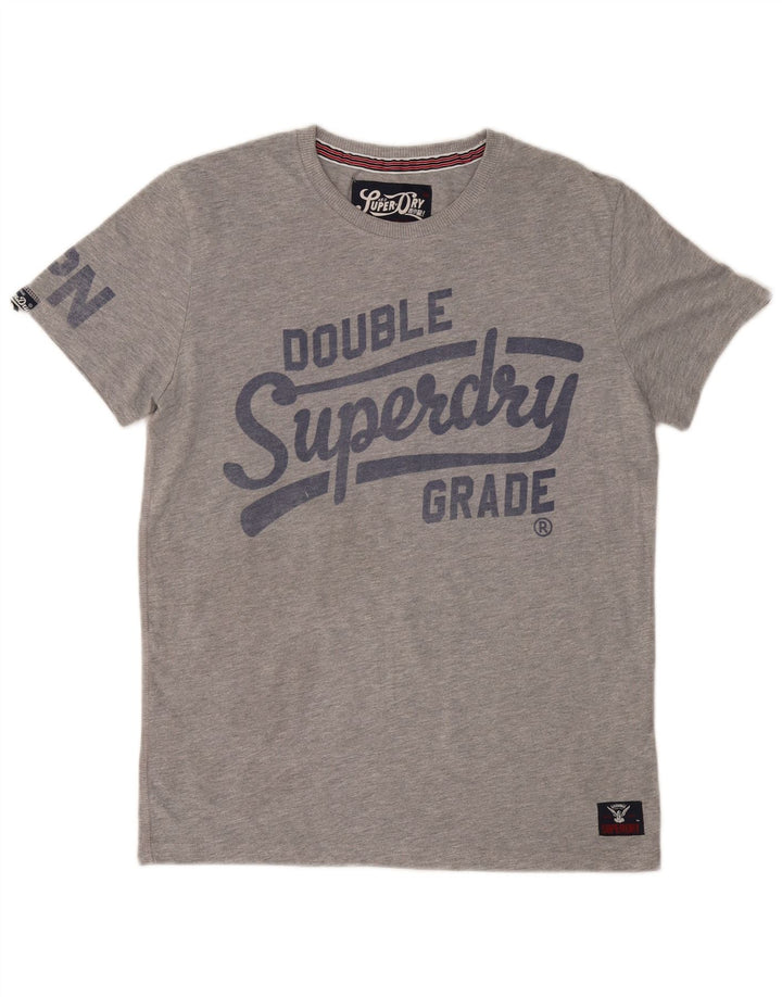 Camiseta masculina SUPERDRY com estampa gráfica cinza médio poliéster