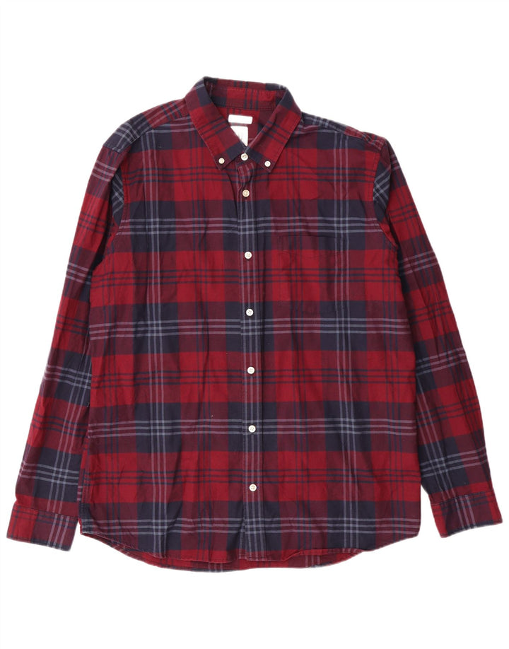 Camisa masculina de flanela com ajuste padrão padrão da Gap, algodão xadrez vermelho grande