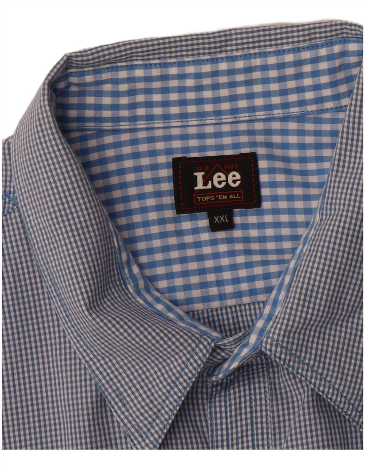 Camisa masculina Lee 2XL algodão guingão azul