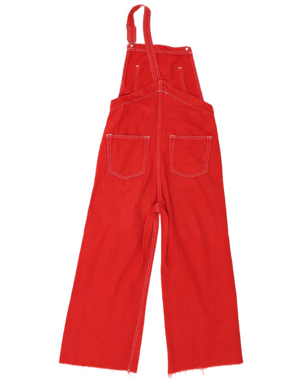 Calça jardineira feminina Topshop Reino Unido 8 pequena W26 L24 algodão vermelho