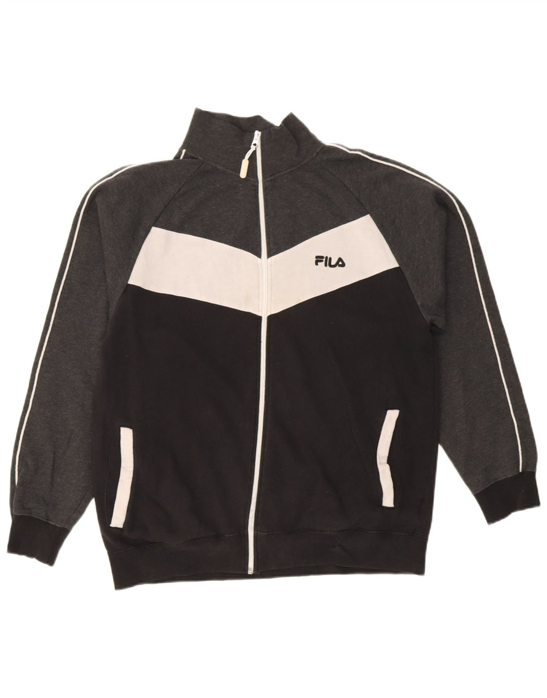 Fila Mens Tracksuit Top Jacket Grande Algodão Colorblock Preto