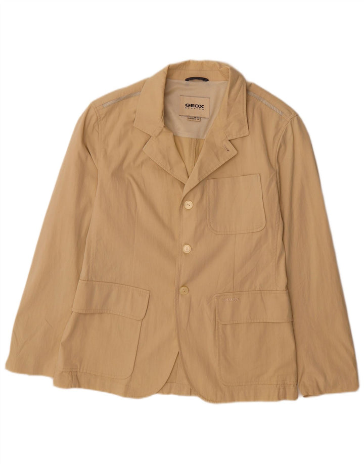 Jaqueta blazer masculina Geox Respira com 3 botões Reino Unido 40 algodão bege grande