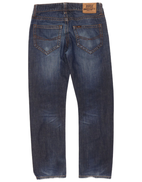 Rifle Mens Straight Jeans W34 L34 Azul Marinho Algodão