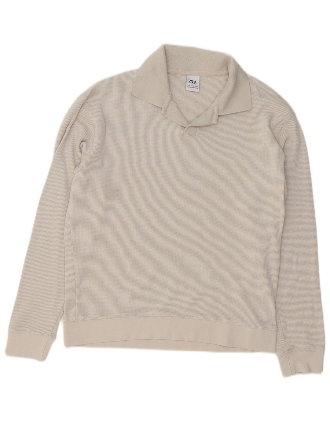 Suéter masculino ZARA com gola polo e algodão cinza pequeno