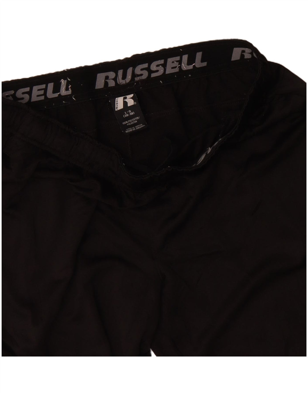 Shorts esportivos masculinos RUSSELL ATLÉTICOS grandes de poliéster preto