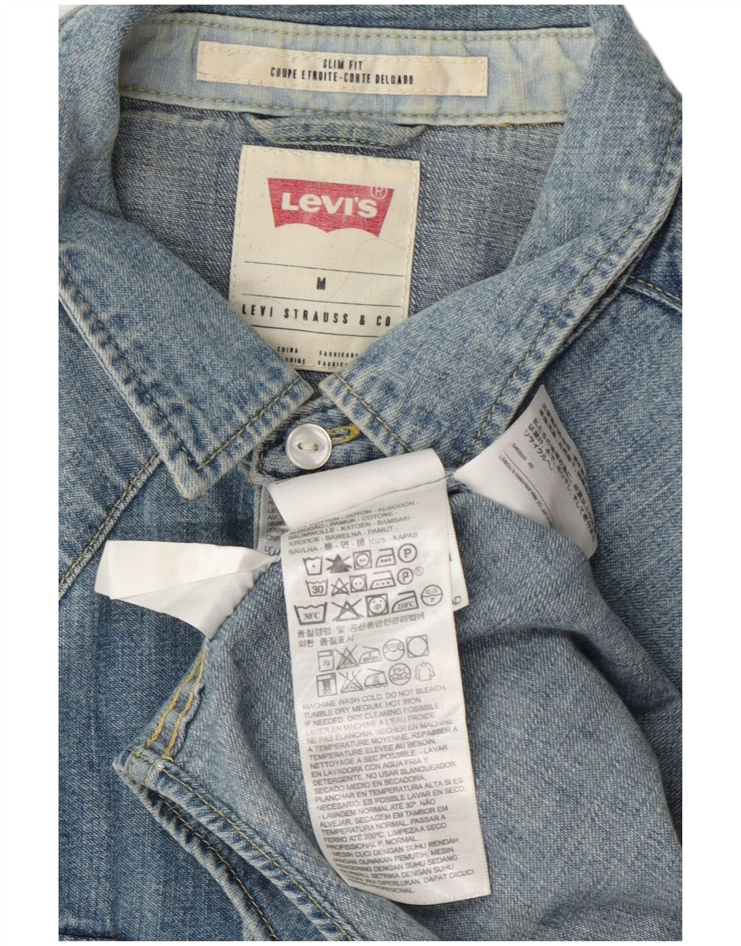 Camisa jeans masculina Levi's Slim Fit azul médio algodão