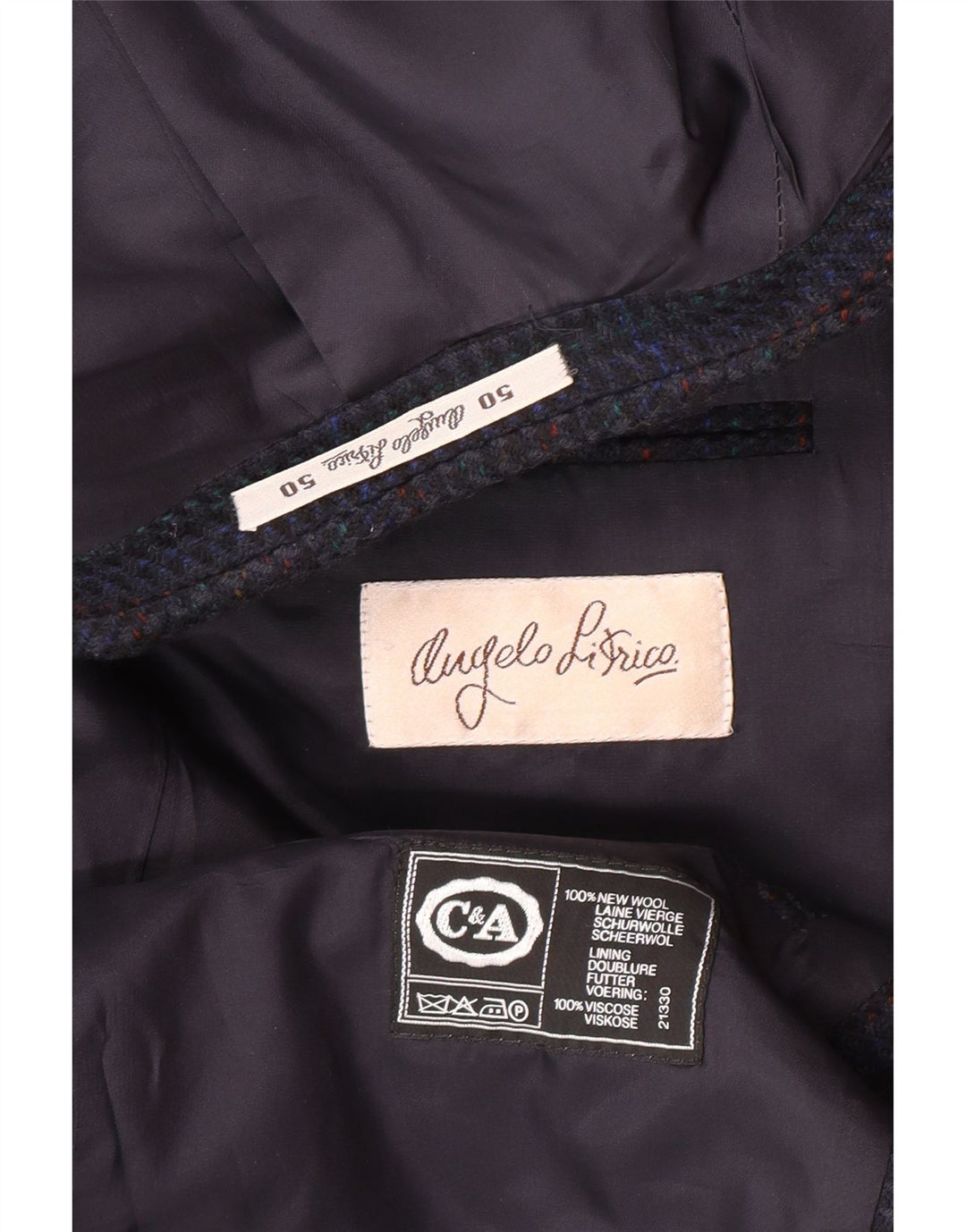 Angelo Litrico Jaqueta blazer masculina de 2 botões IT 50 grande azul xadrez nova lã